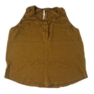 KÜHL Women’s Large Mustard Yellow Henley Tank Top Sleeveless Textured Knit 8540